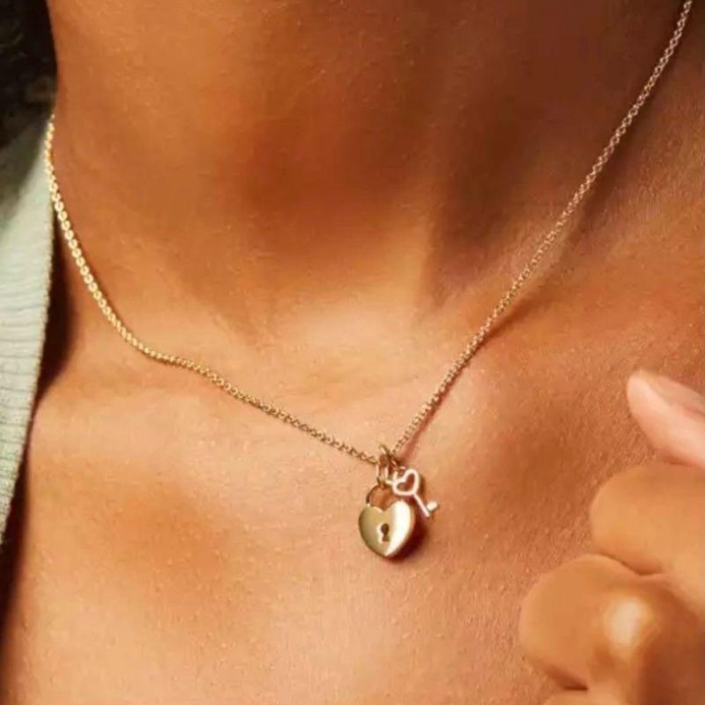 Heart & Key Charm Necklace